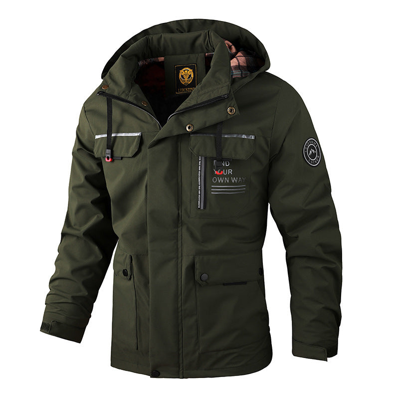 Fashion Men's Casual Windbreaker Jackets Hooded Jacket Man Waterproof Outdoor Soft Shell Winter Coat Clothing Warm Thick Tops Abysaz Kollectionz