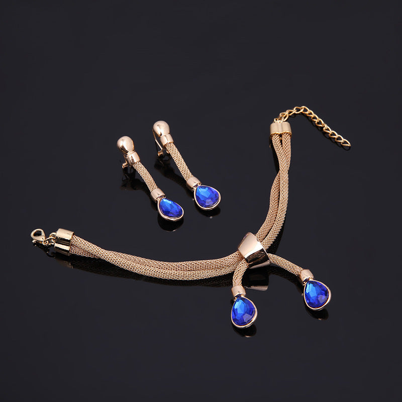 Necklac Earrings Jewellery Set Four-piece Gilded - Abysaz Kollectionz