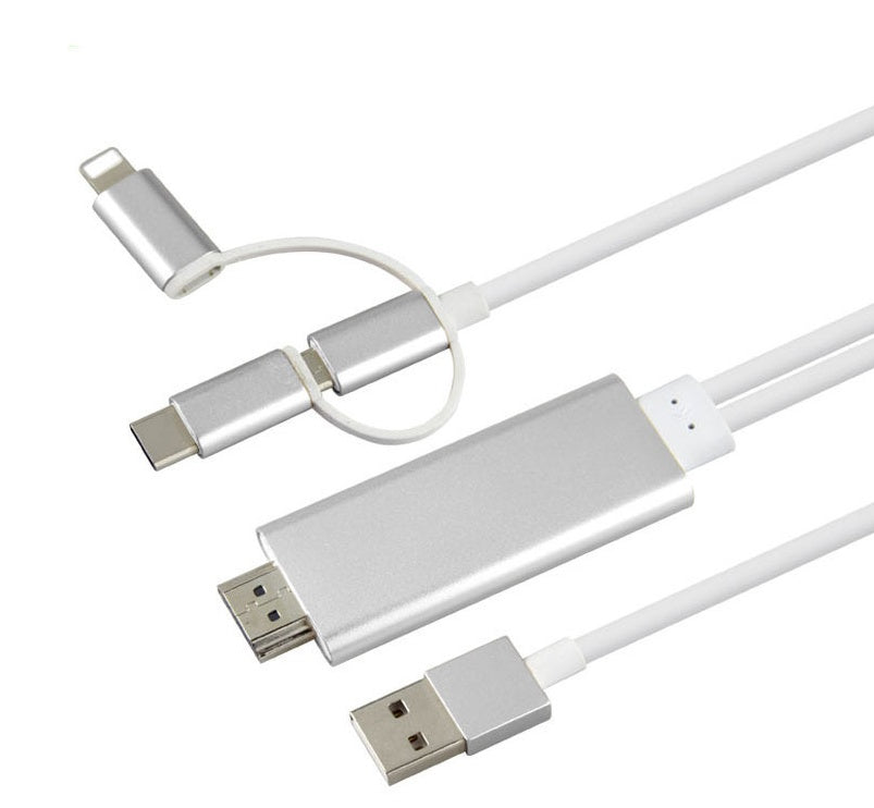 Type-C To HDMI Three In One Mobile Phone Projection Cable - Abysaz Kollectionz