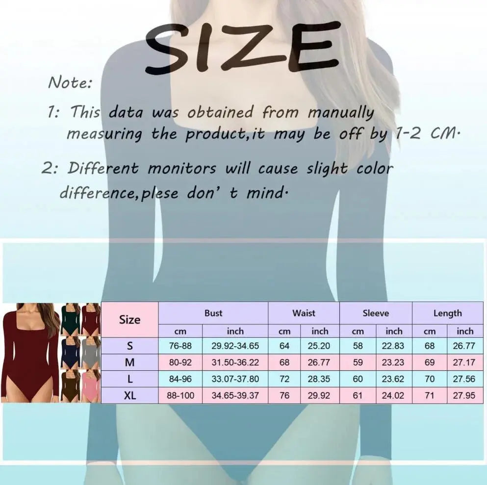 Women Long Sleeve Square Neck Tummy Shaper Bodysuit Sexy Slimming Elegant Underwear