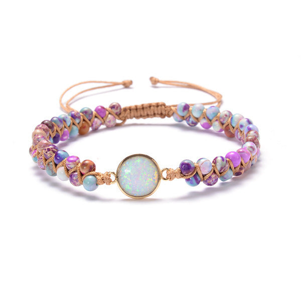 Stone Wrap Bracelets Femme Amethysts Opal String Braided Yoga Friendship Bracelet Bangle Bohemian Jewellery - Abysaz Kollectionz