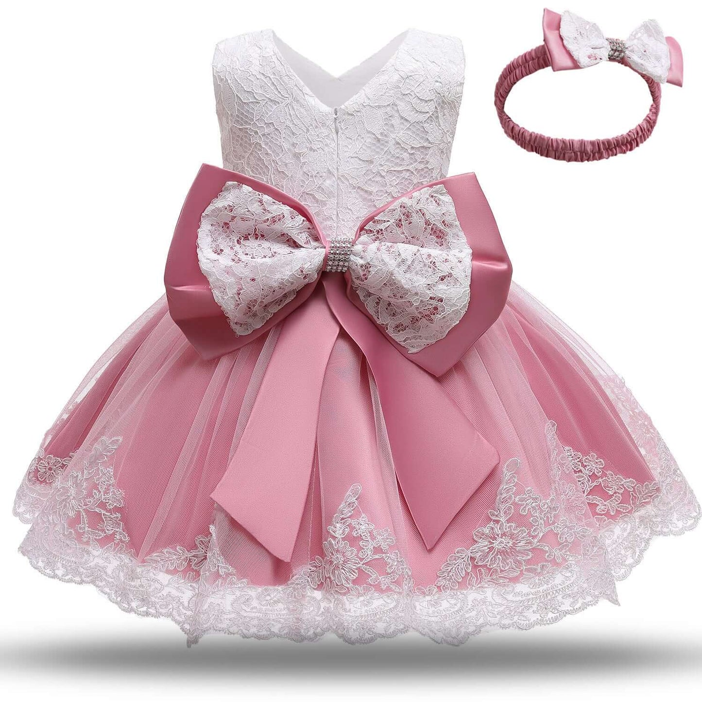 Baby Girls White Baptism Dress Newborn Princess Birthday Wear Toddler Flower Christening Ball Gown Kids Dresses for Girls 12 24M - Abysaz Kollectionz