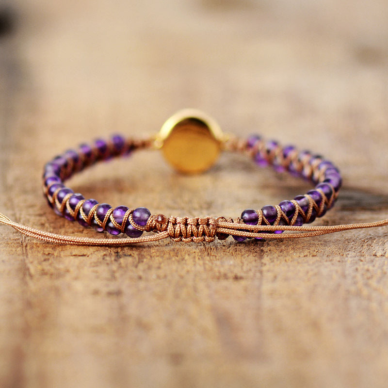Stone Wrap Bracelets Femme Amethysts Opal String Braided Yoga Friendship Bracelet Bangle Bohemian Jewellery Abysaz Kollectionz