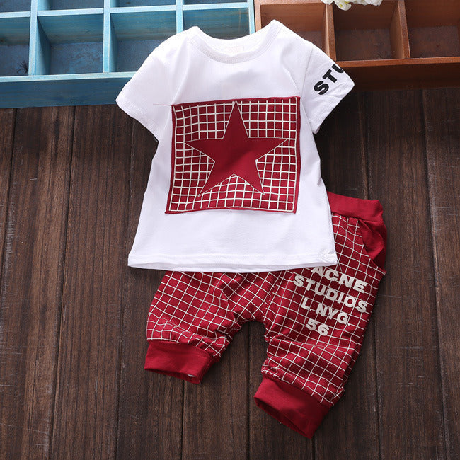 Baby Girls Boys Clothes Brand Summer Kids Clothes Sets Short Sleeved T-Shirt Pants Suit Star Printed Clothes Newborn Sport Suits Abysaz Kollectionz