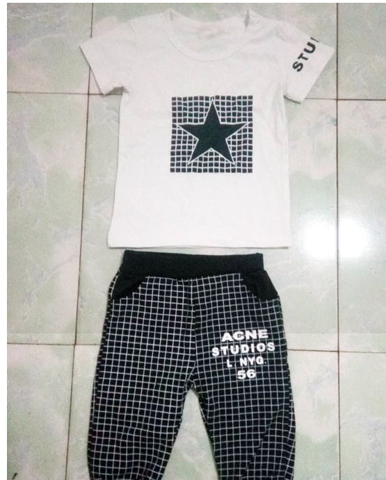Baby Girls Boys Clothes Brand Summer Kids Clothes Sets Short Sleeved T-Shirt Pants Suit Star Printed Clothes Newborn Sport Suits - Abysaz Kollectionz