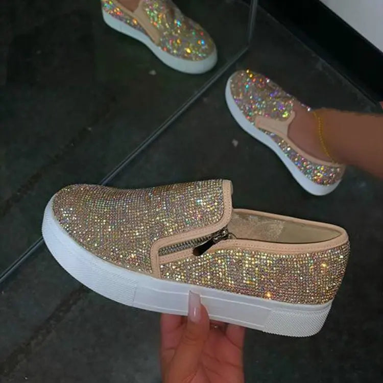 Large Size Rhinestone Flat Casual Single Shoes One Pedal Lazy Shoes - Abysaz Kollectionz