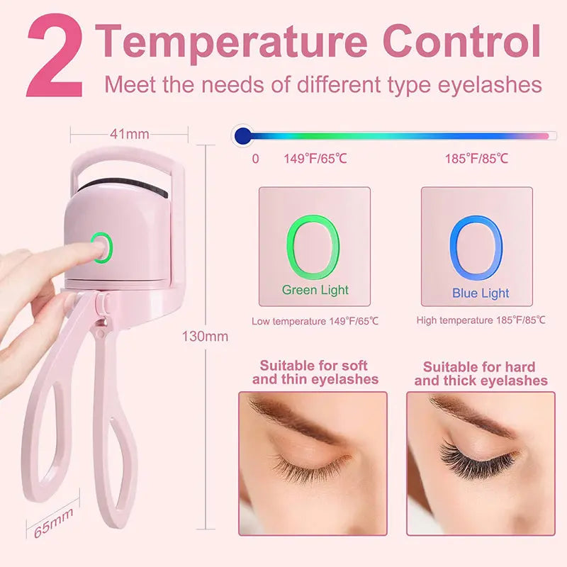 Eyelash Curler Portable Electric Heated Comb Eye Lash Long Lasting Eyelashes Curls Thermal Eyelash Curler Makeup Tools Heated Eyelash Curlers,Rechargeable Electric Eyelash Curler,Handheld Eyelash Heat - Abysaz Kollectionz