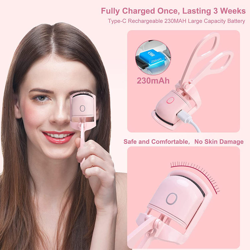 Eyelash Curler Portable Electric Heated Comb Eye Lash Long Lasting Eyelashes Curls Thermal Eyelash Curler Makeup Tools Heated Eyelash Curlers,Rechargeable Electric Eyelash Curler,Handheld Eyelash Heat Abysaz Kollectionz