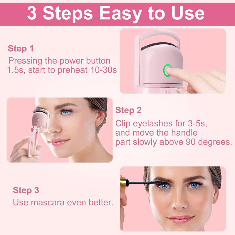 Eyelash Curler Portable Electric Heated Comb Eye Lash Long Lasting Eyelashes Curls Thermal Eyelash Curler Makeup Tools Heated Eyelash Curlers,Rechargeable Electric Eyelash Curler,Handheld Eyelash Heat Abysaz Kollectionz