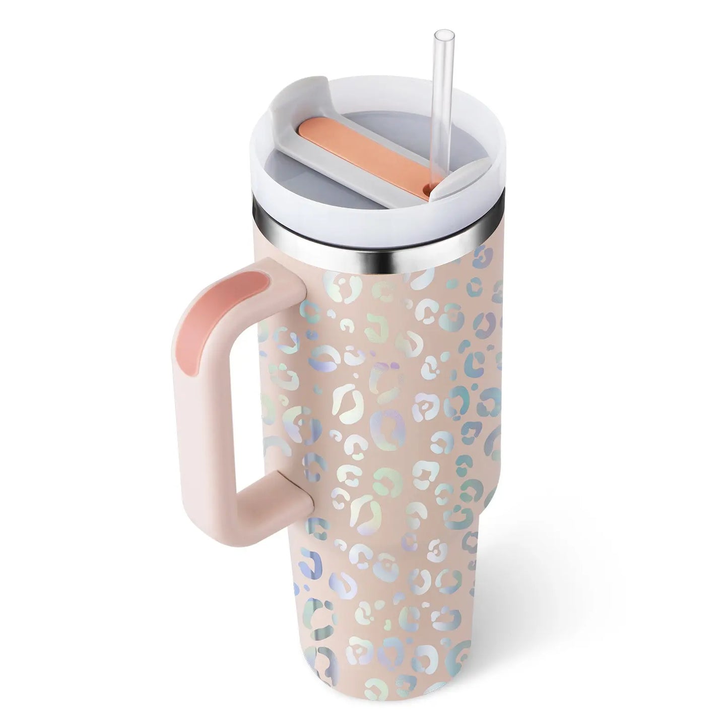 40 Oz Tumbler With Handle Straw Insulated, Stainless Steel Spill Proof Vacuum Coffee Cup Tumbler With Lid Tapered Mug Gifts For Valentine Lover Suitable For Car Gym Office Travel - Abysaz Kollectionz