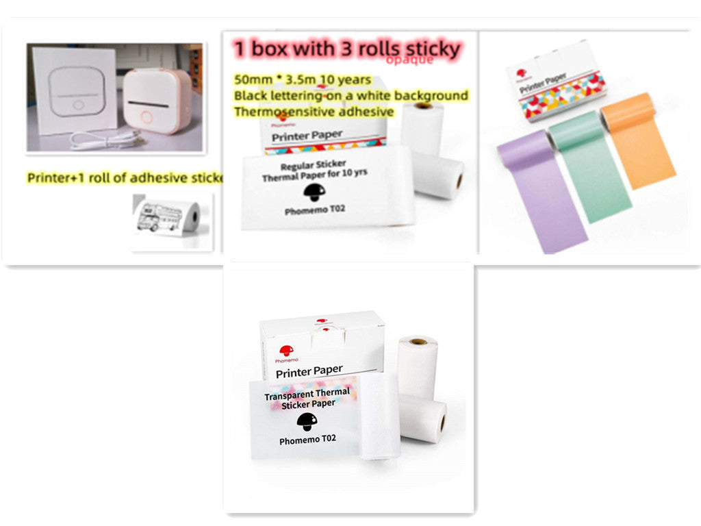 Portable Mini Thermal Label Printer Home Photo Printer Student Wrong Question Printer Bluetooth-compatible Mini Label Printer Price Tag Abysaz Kollectionz