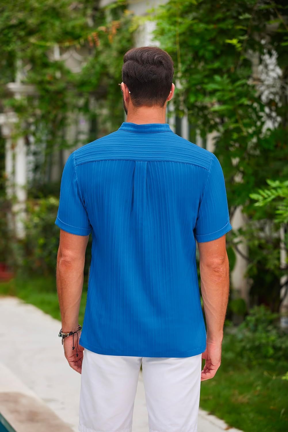 Summer Stand Collar Buttons Short Sleeve T-shirt Solid Color Stripe POLO Shirt Fashion Casual Beach Clothing For Men Abysaz Kollectionz