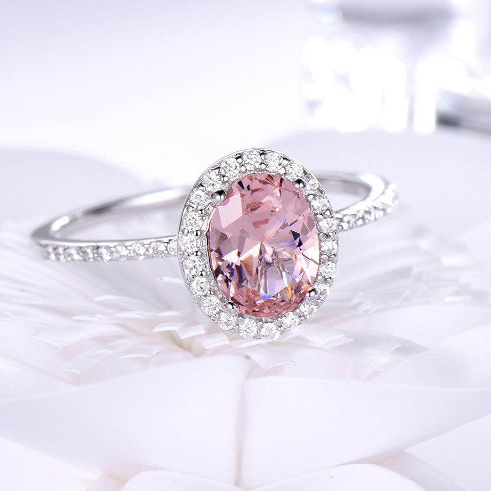 Oval Classic  Morganite Ring Female Jewellery Abysaz Kollectionz