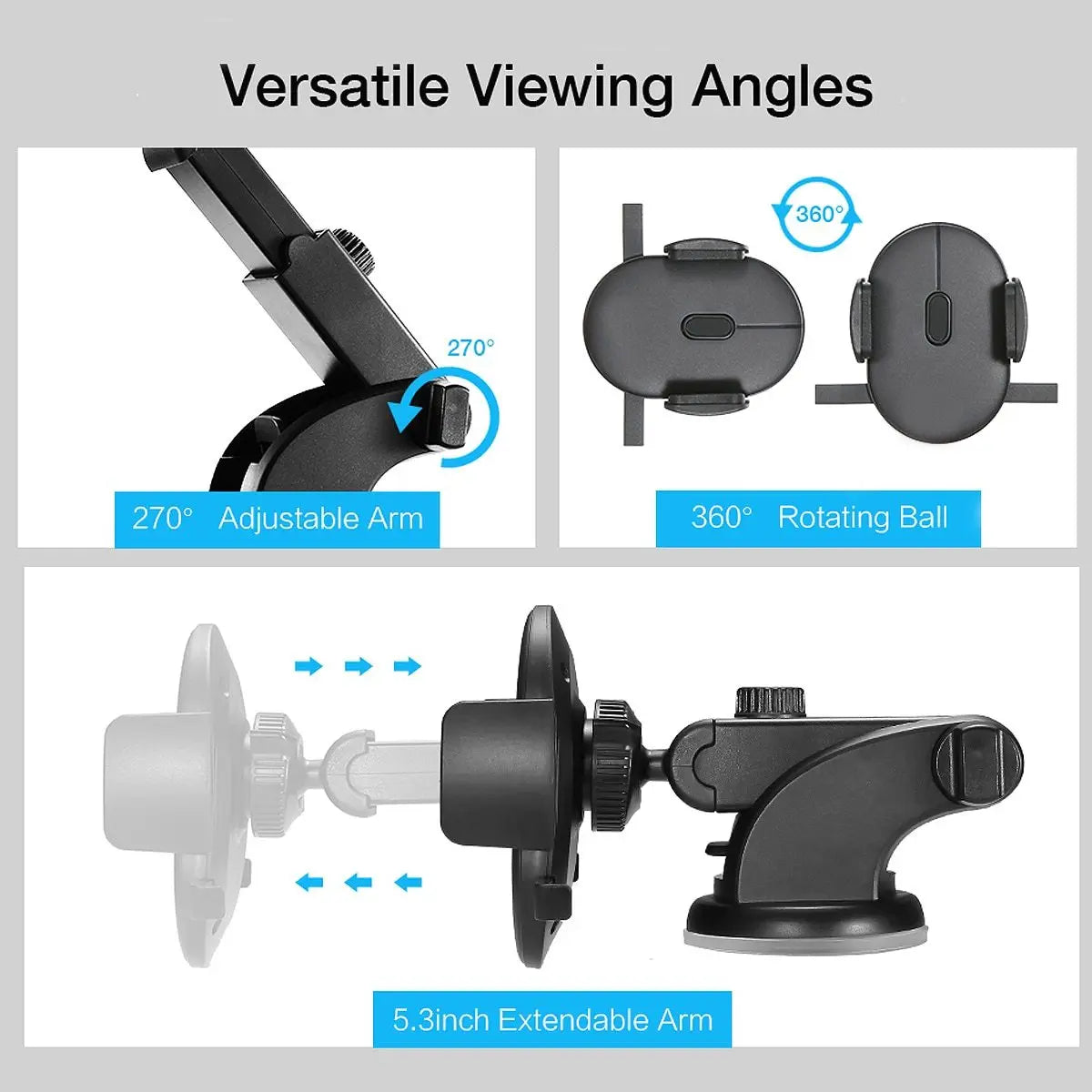 Car Phone Holder Long Rod Telescopic Car Dashboard Suction Cup Type - Abysaz Kollectionz
