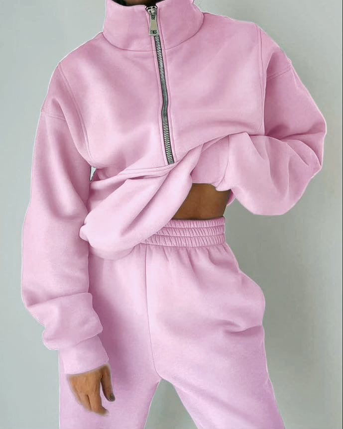 Women's Fashion Fleece Solid Color Sports Casual Suit Abysaz Kollectionz