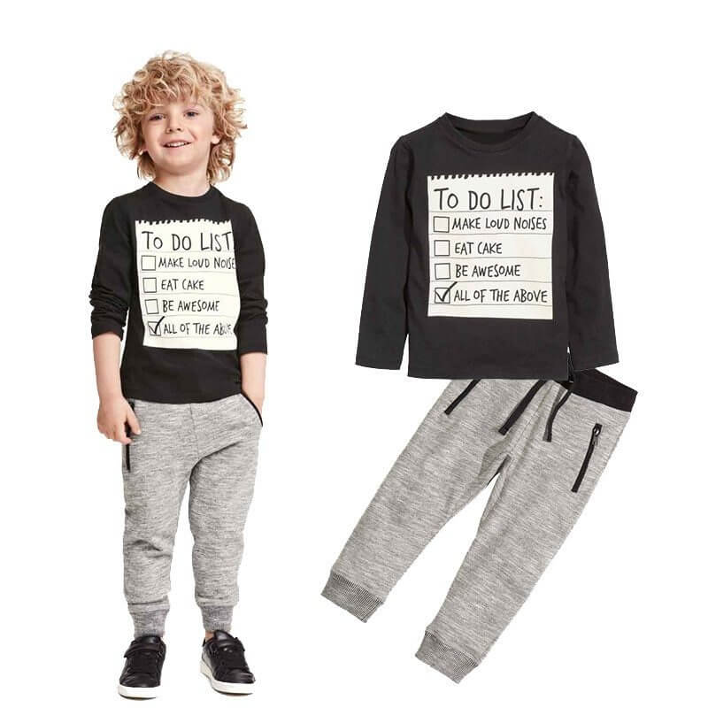 Kids Boys Clothing Set Baby Boy Casual Clothes Spring Autumn Ccotton Long Sleeves T-shirt Pants 2pcs Suit For 3-7 Years - Abysaz Kollectionz