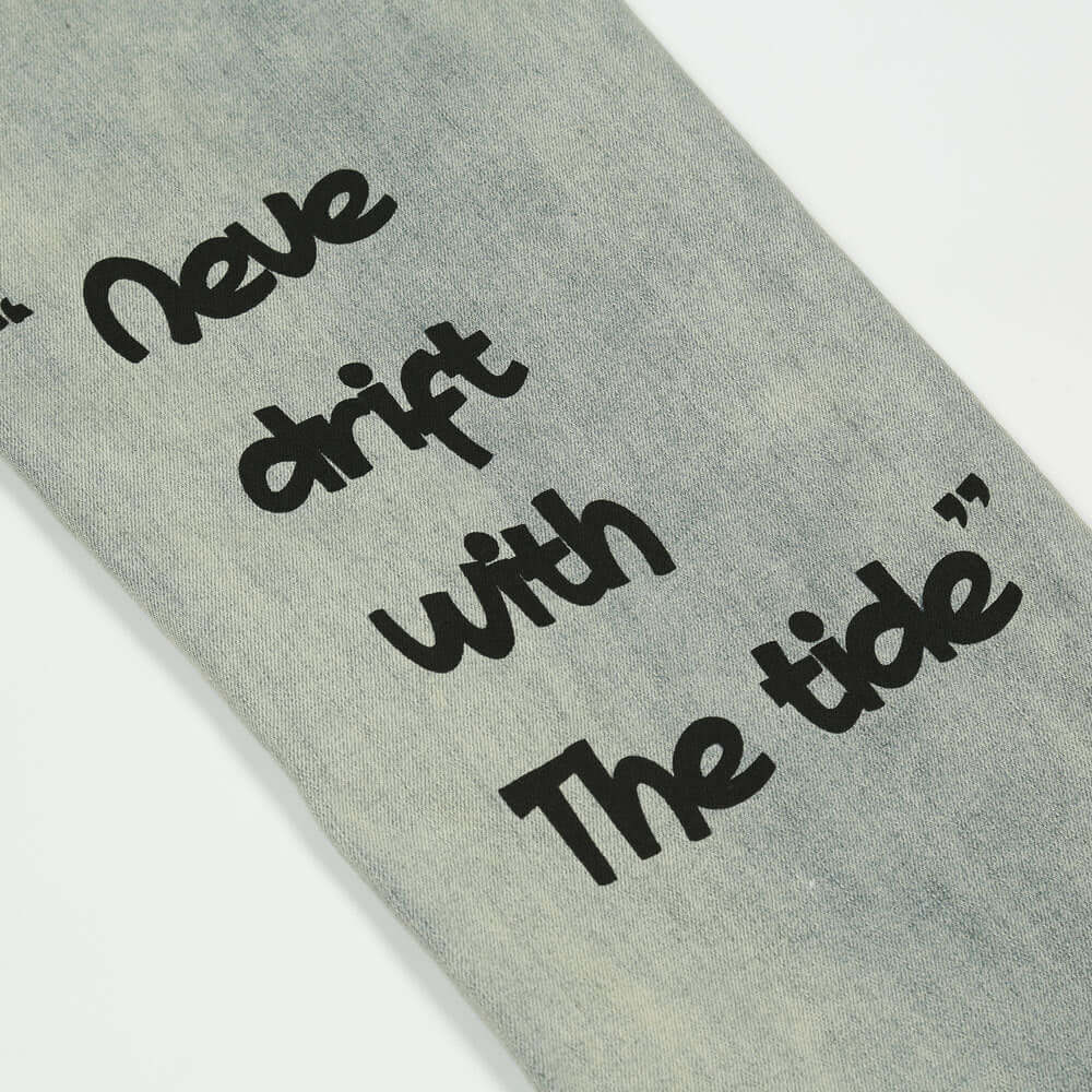 Printed Washed Worn Jeans Men - Abysaz Kollectionz