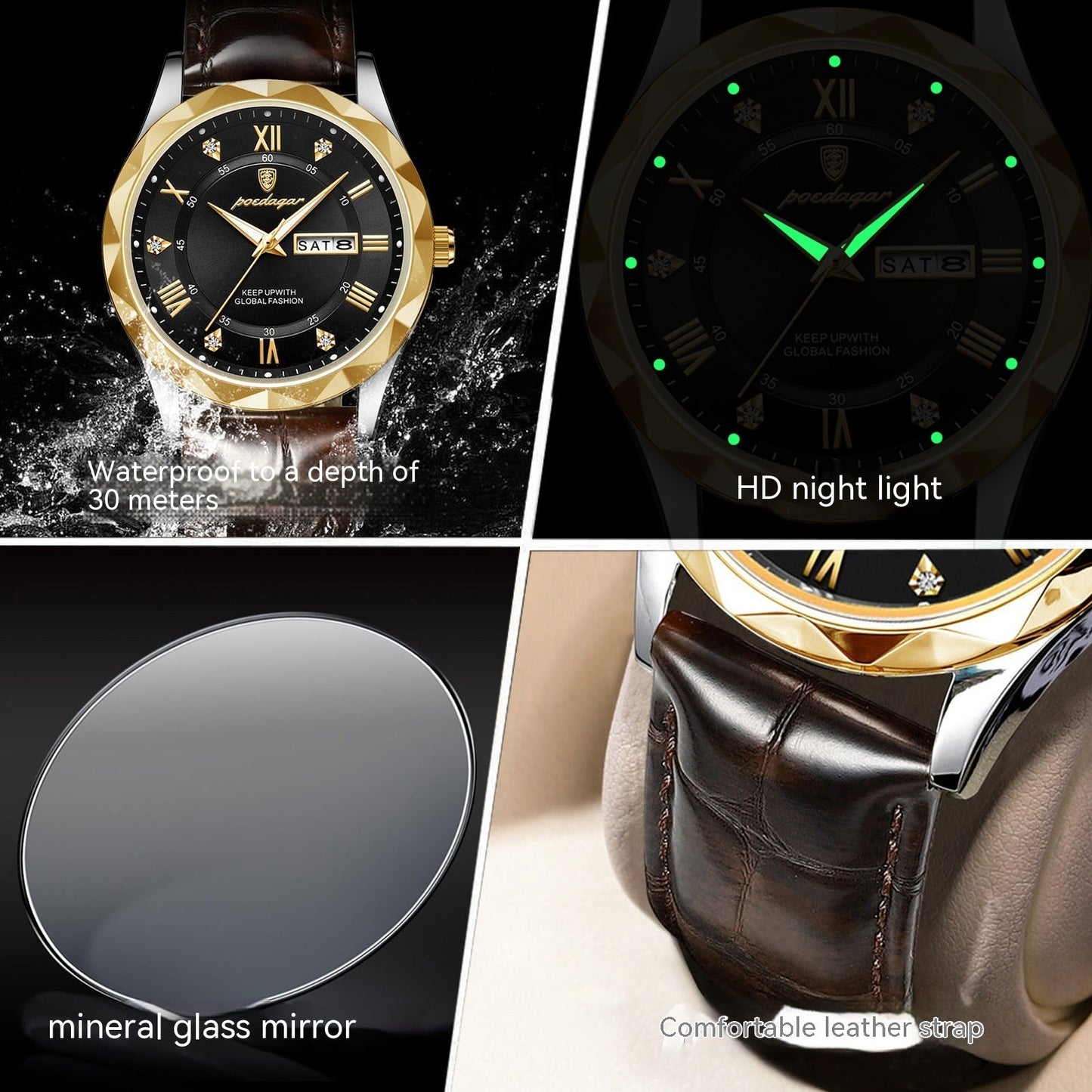 Leather Belt Men's Luxury Fashion Quartz Wrist Watch Abysaz Kollectionz