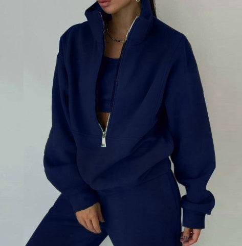 Women's Fashion Fleece Solid Color Sports Casual Suit Abysaz Kollectionz