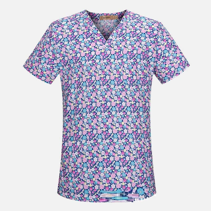 Men's And Women's V-neck Printed Surgical Clothes, Hand Washing Clothes, Work Clothes, Short Sleeves Abysaz Kollectionz