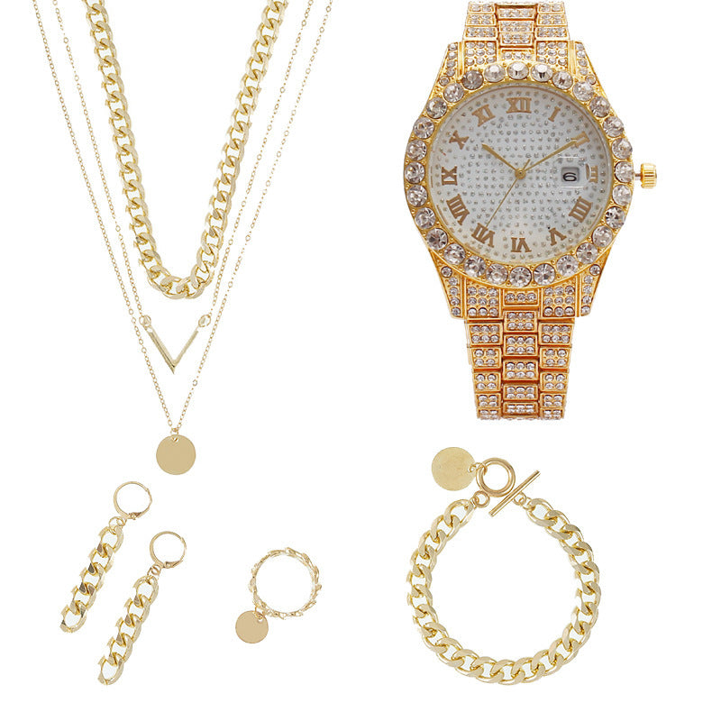Women's Watch Jewelry 5-piece Set New Quartz Watch Gift Suit Wrist Watch Abysaz Kollectionz