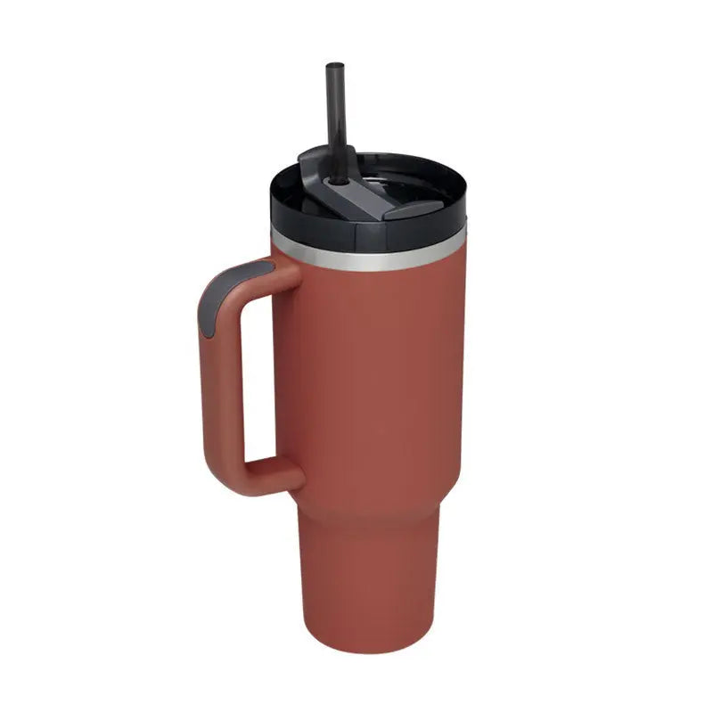 40 Oz Tumbler With Handle Straw Insulated, Stainless Steel Spill Proof Vacuum Coffee Cup Tumbler With Lid Tapered Mug Gifts For Valentine Lover Suitable For Car Gym Office Travel - Abysaz Kollectionz