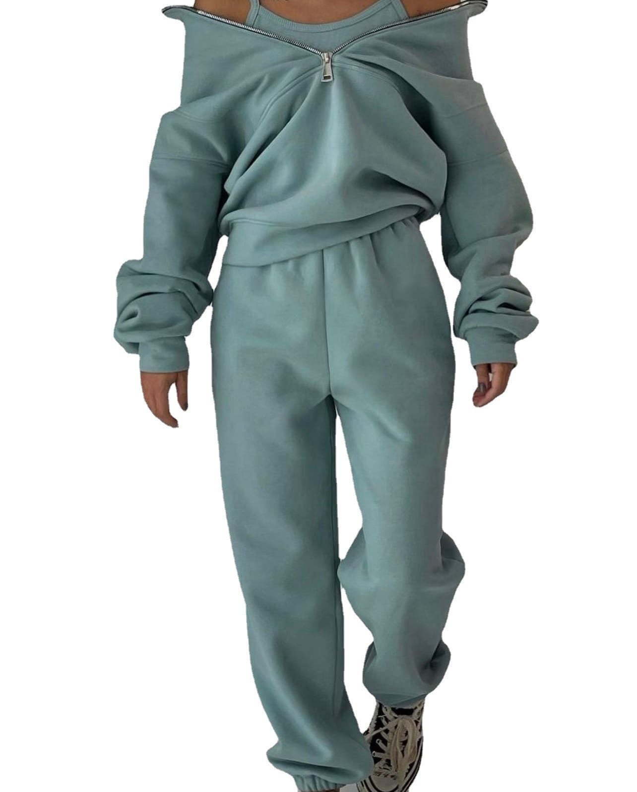 Women's Fashion Fleece Solid Color Sports Casual Suit Abysaz Kollectionz