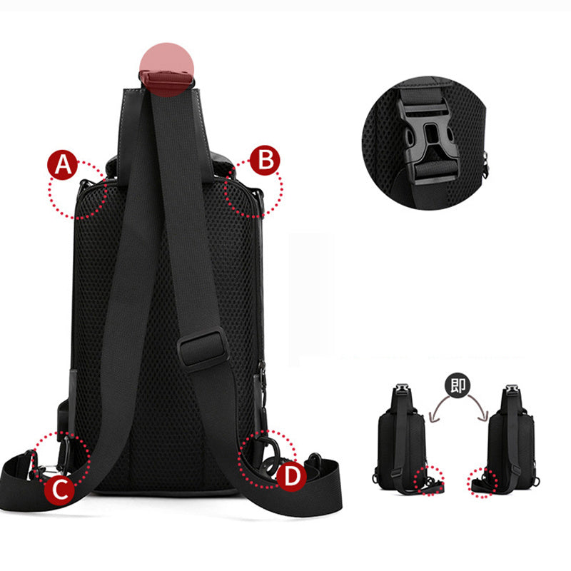 Multifunction Bags For Men Nylon Backpack Crossbody Shoulder Bag With USB Charging Port Chest Bags Pack - Abysaz Kollectionz