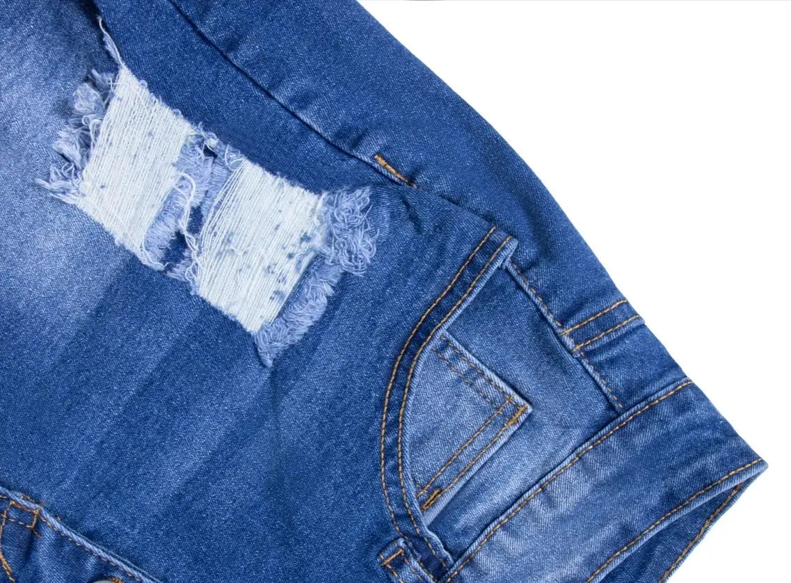 Women High Waist Ripped Denim Shorts