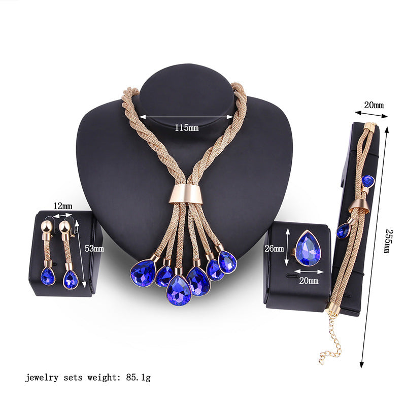 Necklac Earrings Jewellery Set Four-piece Gilded Abysaz Kollectionz