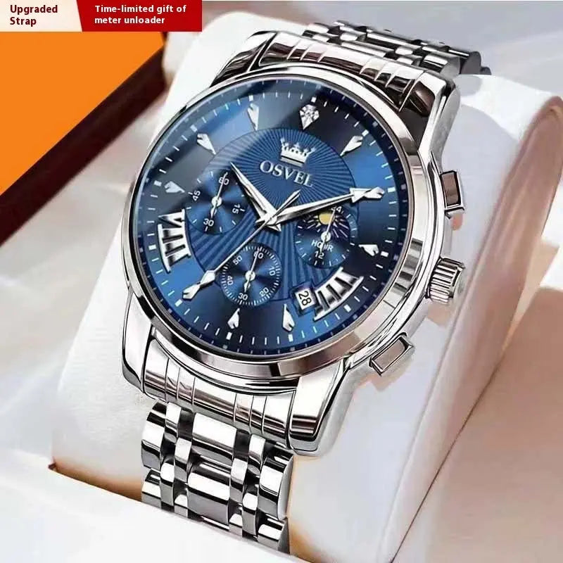 Men's Multi-functional Fashion Quartz Business Steel Belt Wrist Watch - Abysaz Kollectionz