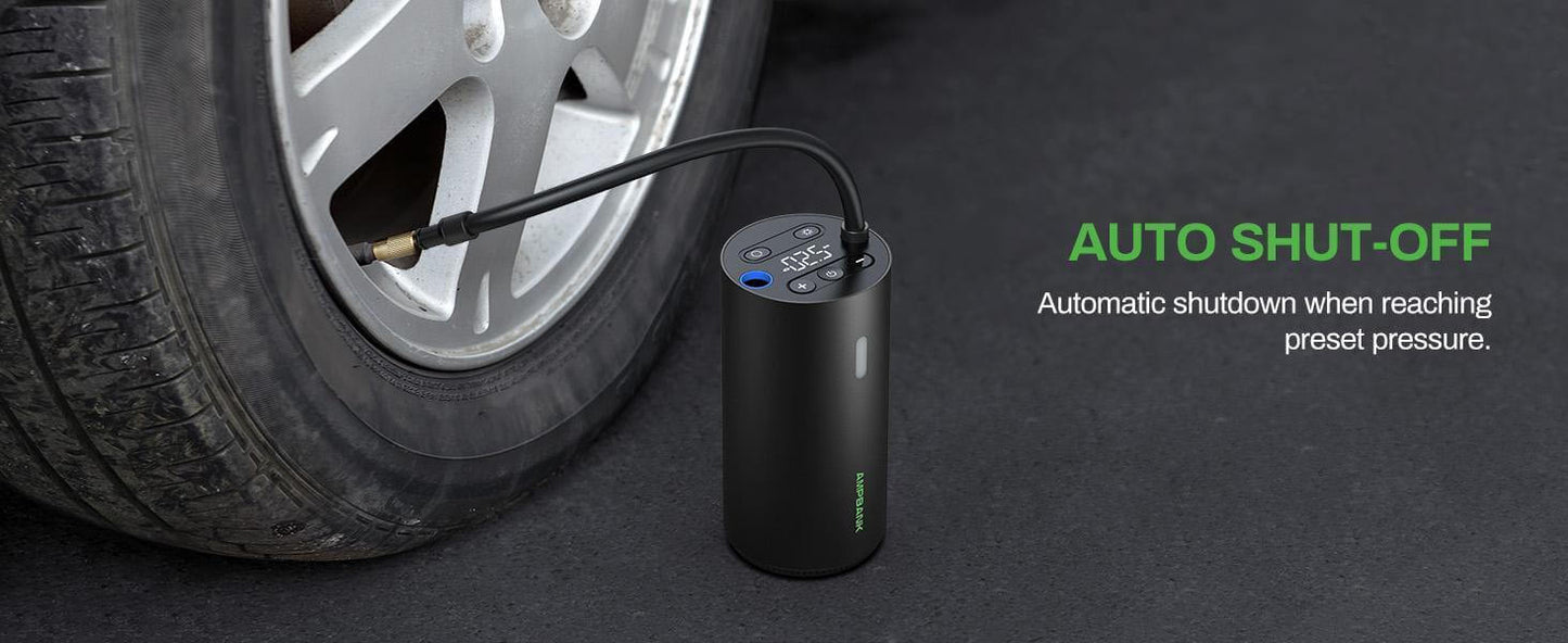 AMPBANK AT004 Smart Portable Tire Air Pump For Cars, Motorcycles, Bicycles And Balls With Pressure Gauge And LED Screen For Fast Inflation - Abysaz Kollectionz