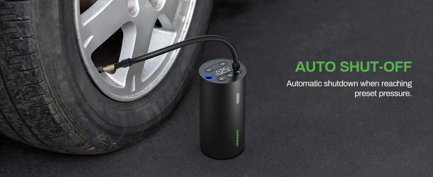 AMPBANK AT004 Smart Portable Tire Air Pump For Cars, Motorcycles, Bicycles And Balls With Pressure Gauge And LED Screen For Fast Inflation - Abysaz Kollectionz