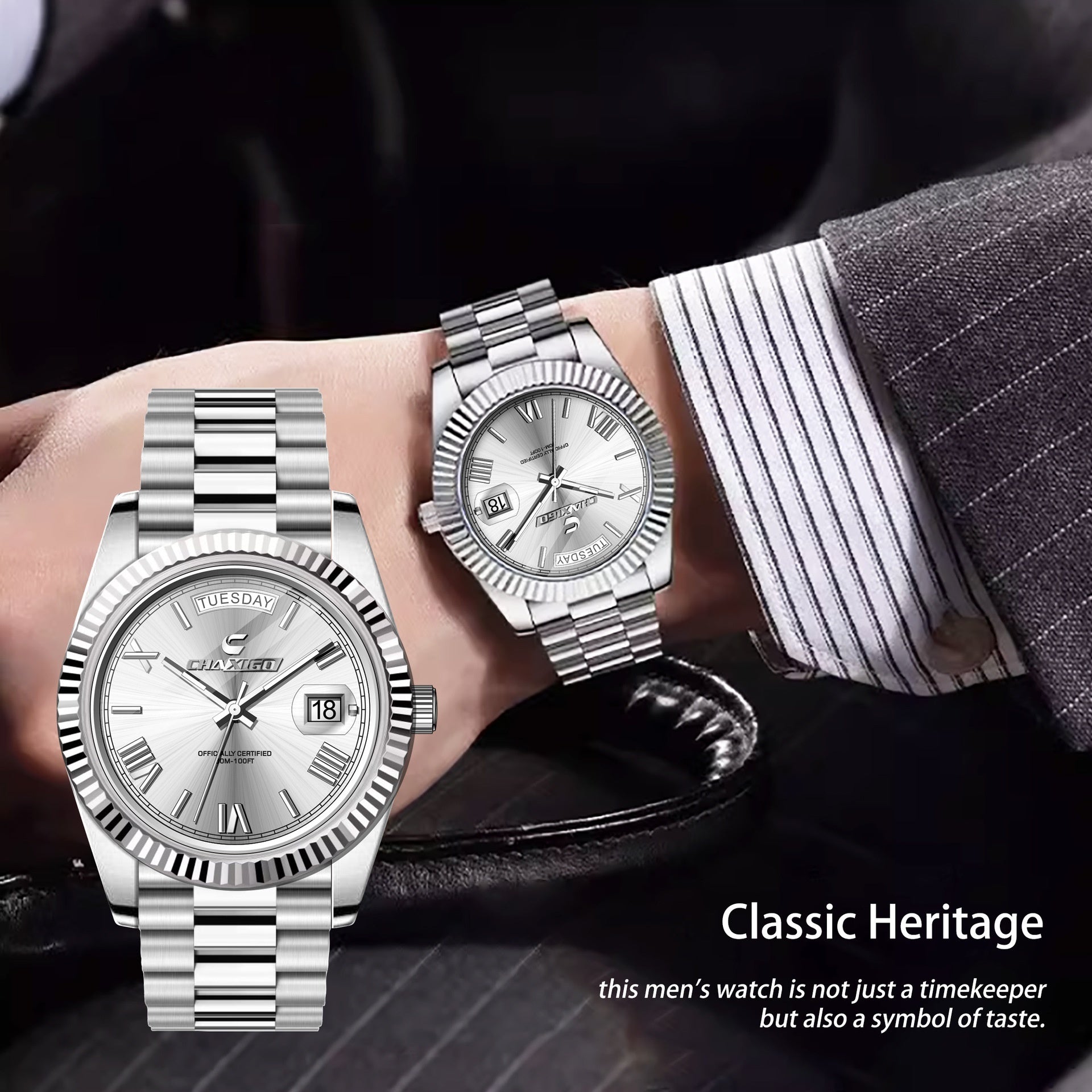 Fashion Men's Watch Steel Band Large Dial Quartz Wrist Watch Abysaz Kollectionz