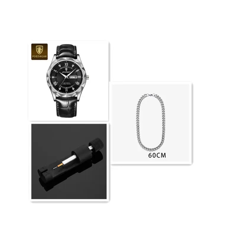 Leather Belt Men's Luxury Fashion Quartz Wrist Watch - Abysaz Kollectionz