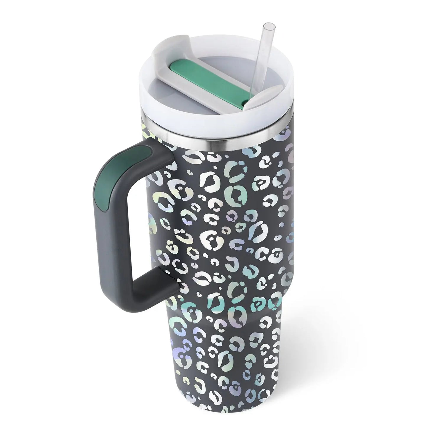 40 Oz Tumbler With Handle Straw Insulated, Stainless Steel Spill Proof Vacuum Coffee Cup Tumbler With Lid Tapered Mug Gifts For Valentine Lover Suitable For Car Gym Office Travel - Abysaz Kollectionz