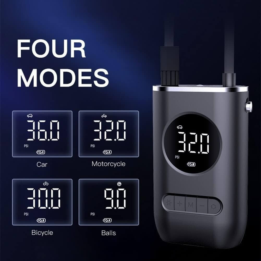 Abysaz Kollectionz Tire Inflator Portable Air Compressor,Portable Electric Inflator 150PSI Cordless Electric Ball Inflator Rechargeable Bicycle Air  Inflator With Digital LED Display - Abysaz Kollectionz