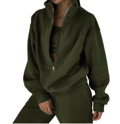 Women's Fashion Fleece Solid Color Sports Casual Suit Abysaz Kollectionz