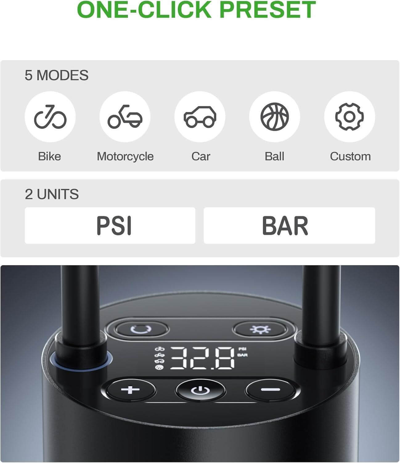 AMPBANK AT004 Smart Portable Tire Air Pump For Cars, Motorcycles, Bicycles And Balls With Pressure Gauge And LED Screen For Fast Inflation - Abysaz Kollectionz