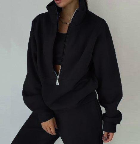 Women's Fashion Fleece Solid Color Sports Casual Suit Abysaz Kollectionz