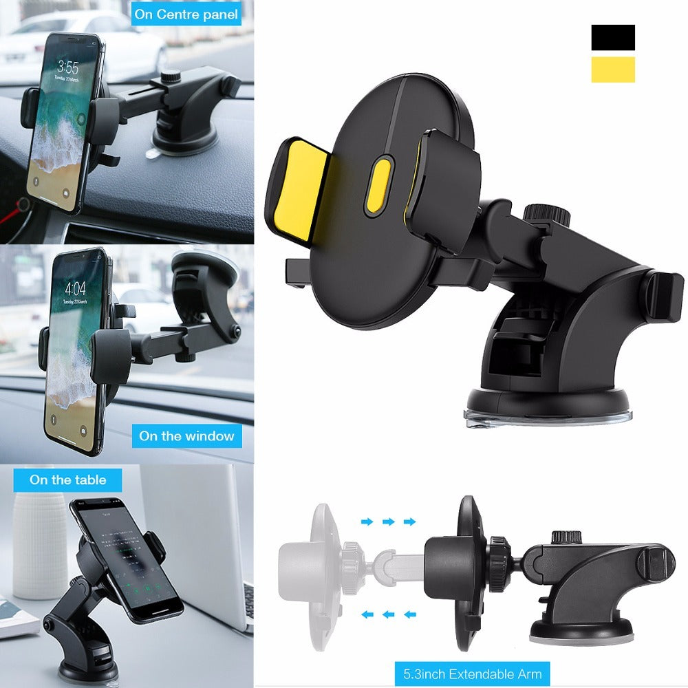 Car Phone Holder Long Rod Telescopic Car Dashboard Suction Cup Type Abysaz Kollectionz
