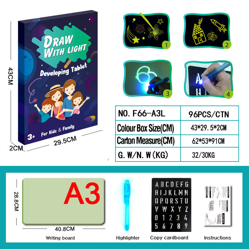 Educational Toy Drawing Pad 3D Magic 8 Light Effects Puzzle Board Sketchpad Abysaz Kollectionz