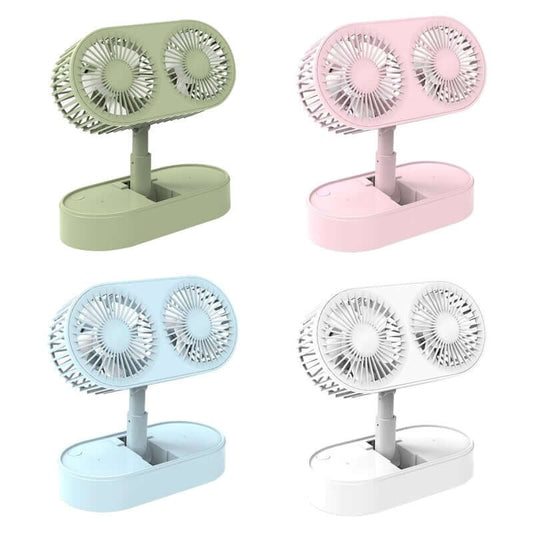 Desktop Small Fans Folding Telescopic 3 File Mini Table Fan Portable Dual Motor USB Rechargeable Cooling Electric Fan - Abysaz Kollectionz