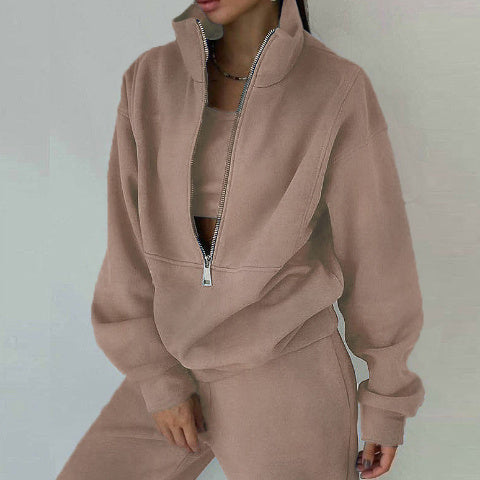 Women's Fashion Fleece Solid Color Sports Casual Suit Abysaz Kollectionz
