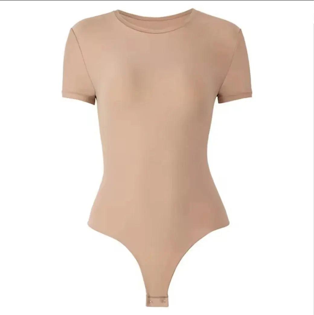 Women Second Skin Feeling Body Shaper Crew Neck Short Sleeve