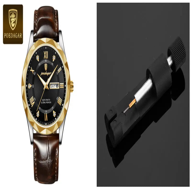 Leather Belt Men's Luxury Fashion Quartz Wrist Watch - Abysaz Kollectionz