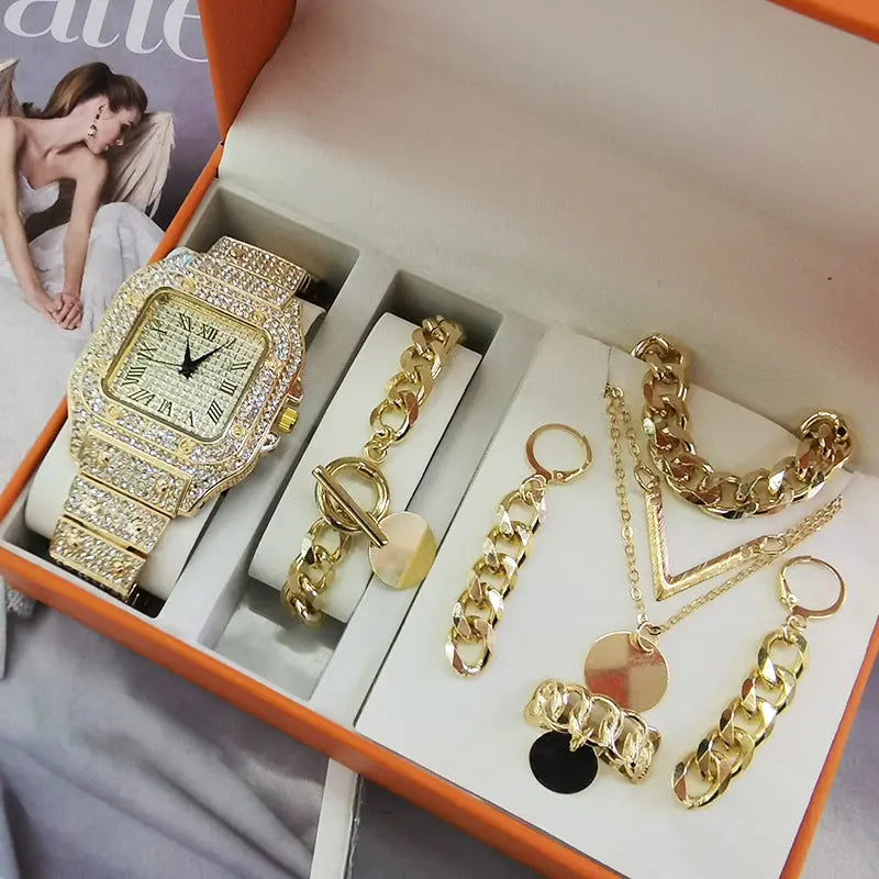 Women's Watch Jewelry 5-piece Set New Quartz Watch Gift Suit Wrist Watch - Abysaz Kollectionz