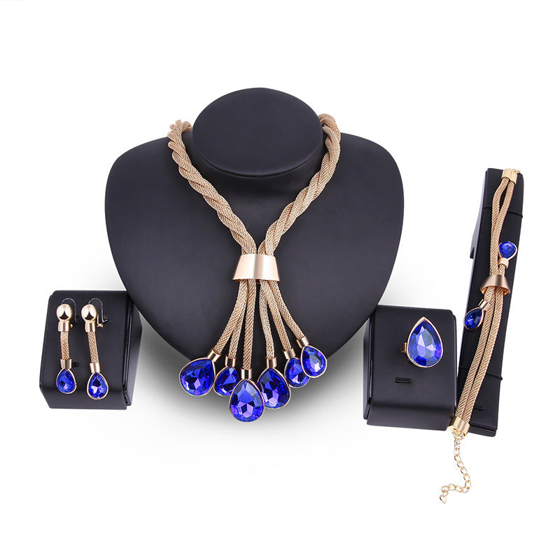 Necklac Earrings Jewellery Set Four-piece Gilded - Abysaz Kollectionz