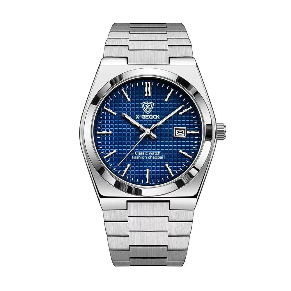 Men's Watch Quartz Simple Fashion Wrist Watch Steel Belt Waterproof Calendar Genuine Goods - Abysaz Kollectionz