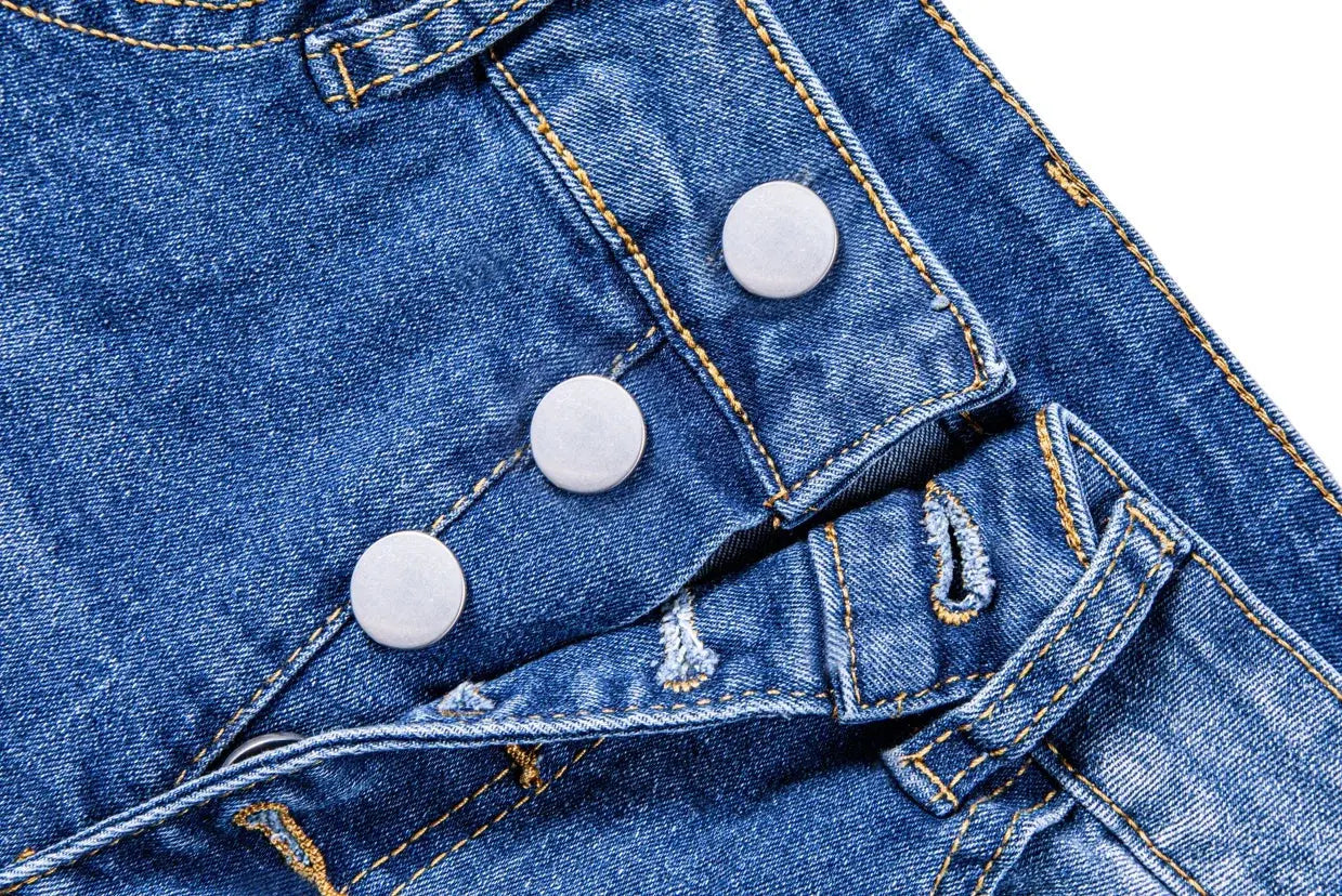 Women High Waist Ripped Denim Shorts